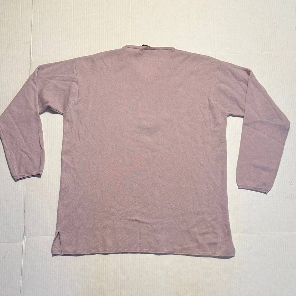 LORO PIANA 100% Cashmere Dusty Light Mauve V-Neck Long Sleeve Sweater 46 US 10 - Picture 9 of 10